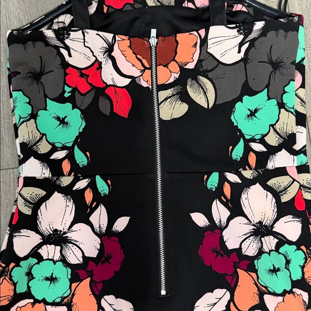 Express Black Dress with Floral Accents - Picture 8 of 11